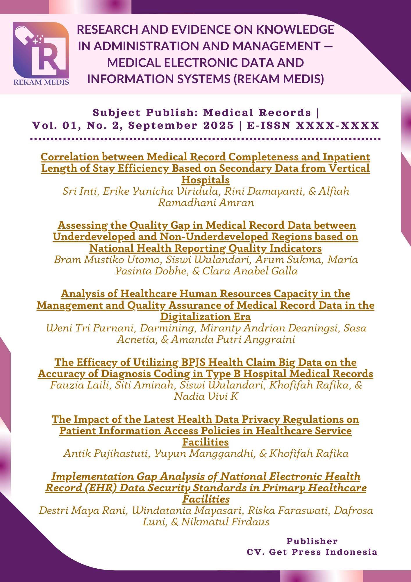 					View Vol. 1 No. 2 (2025): September, 2025
				